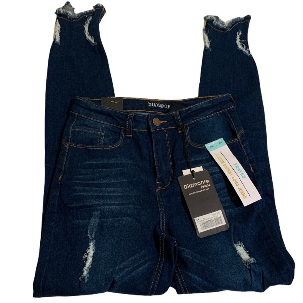 Diamanté Frayed junior long skinny jeans